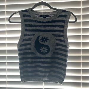 Forever 21 Black and Gray Striped Tank Top